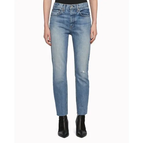 RAG &amp; Bone Blue High-rise Ankle Skinny Jeans In Helena