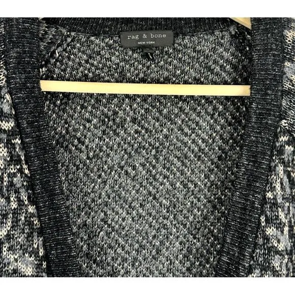 Rag &amp; Bone Scarlett Sweater Oversize Grandpa Chunky Knit Cardigan L Merino Blend