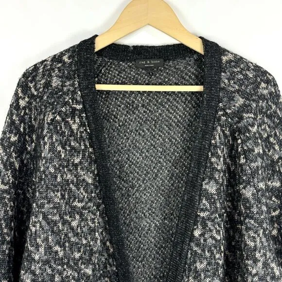Rag &amp; Bone Scarlett Sweater Oversize Grandpa Chunky Knit Cardigan L Merino Blend