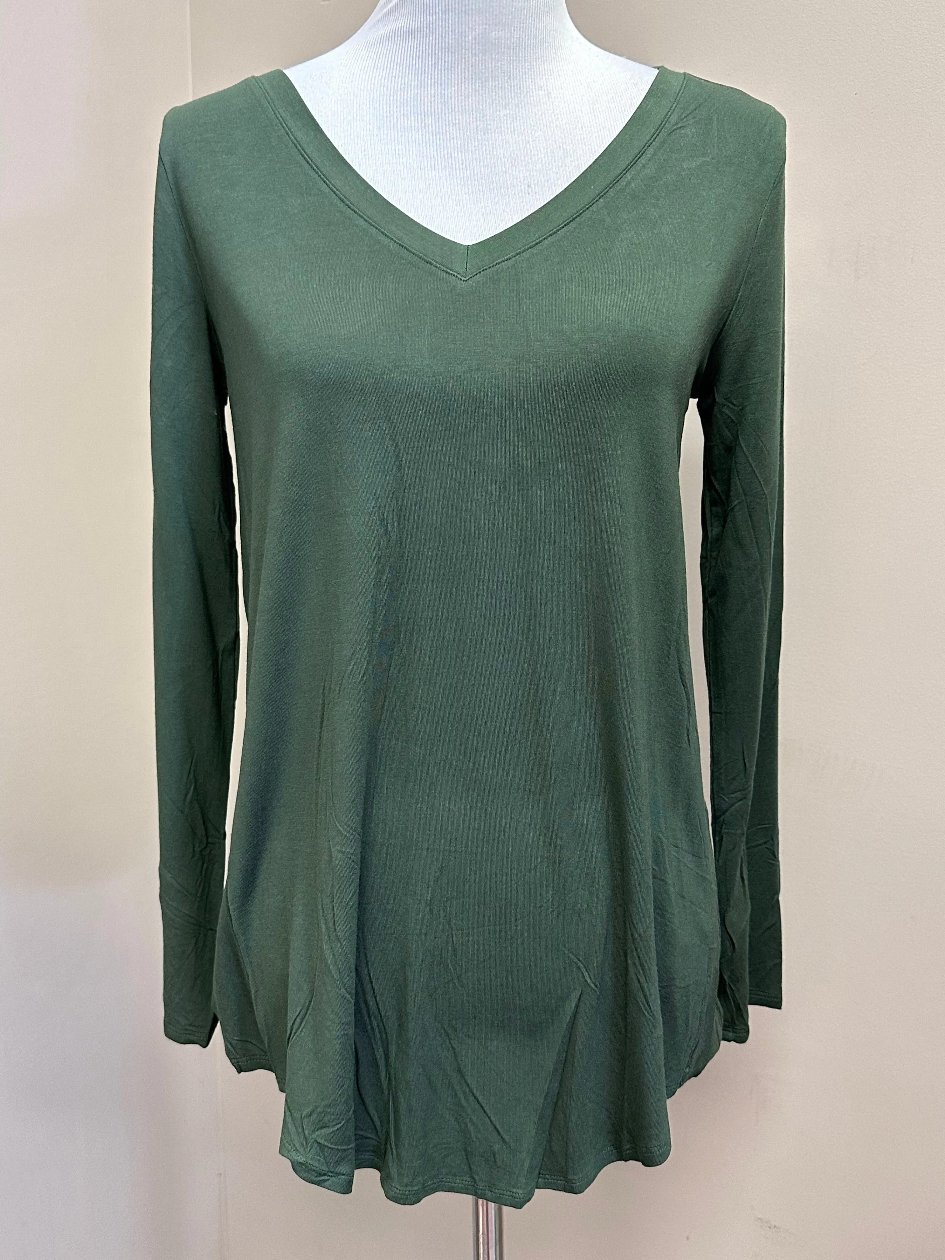 Rayon V-Neck Long Sleeve