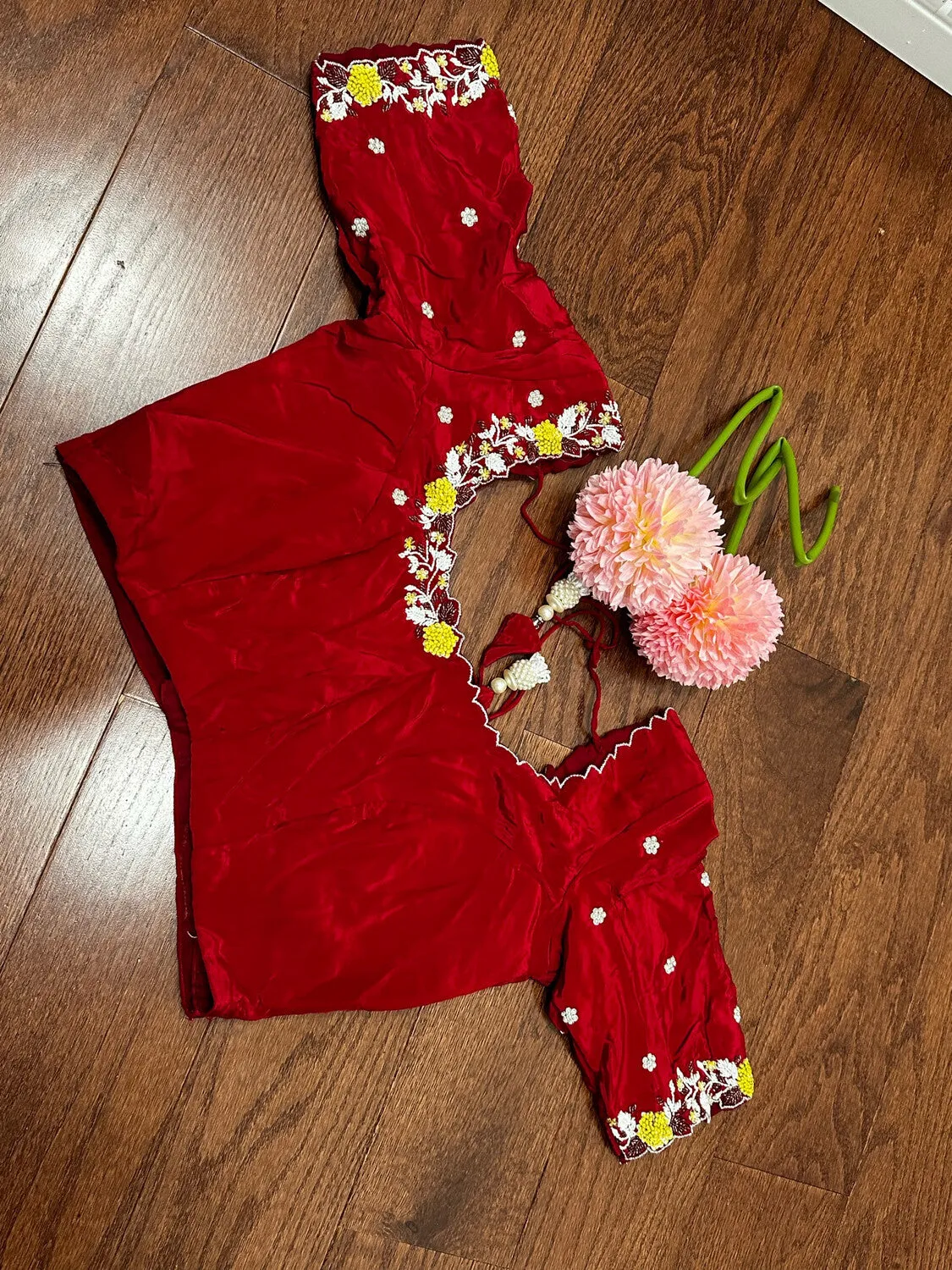 Red Blouse Zardhosi work designer blouse -Pattu Saree Blouse -Maggam work blouse - red Blouse
