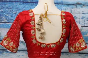 Red Saree Blouse |Maggam Work Blouse | saree stitched Blouse | handloom saree Blouse| pattu saree Blouse | Red Blouse | HoneyBee Handlooms