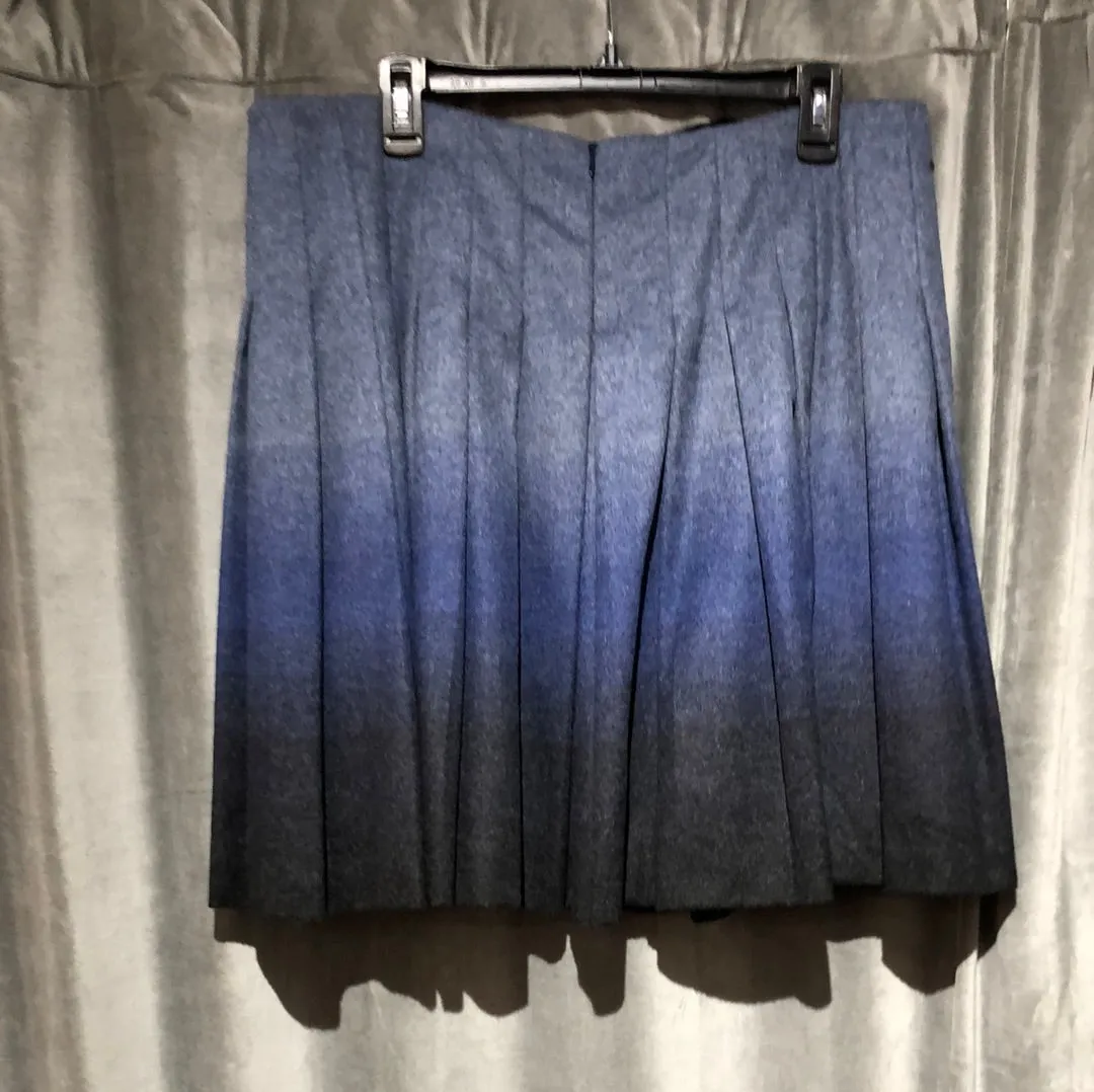 Red Valentino Blue Wool Ombre Pleated Skirt