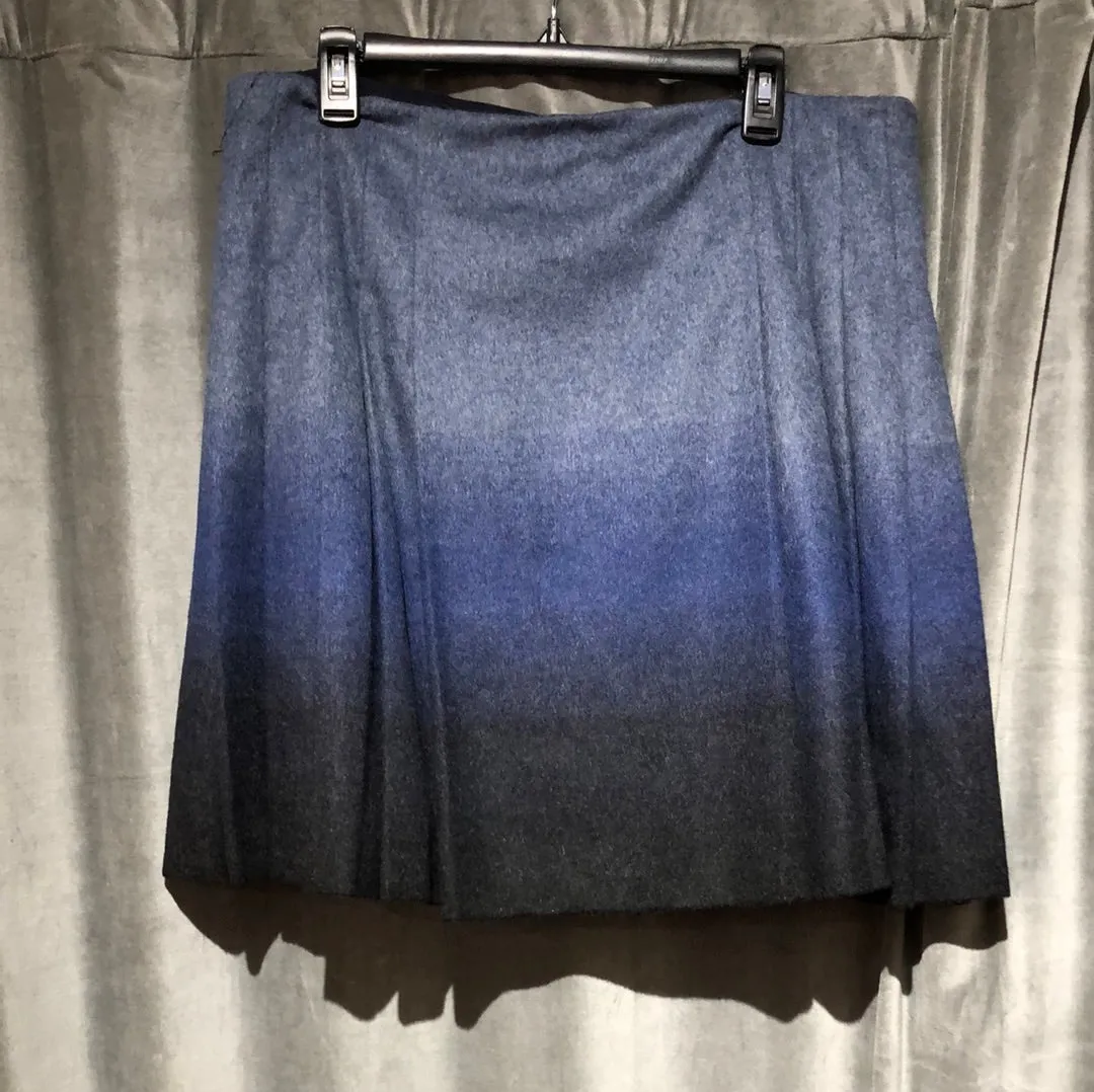 Red Valentino Blue Wool Ombre Pleated Skirt