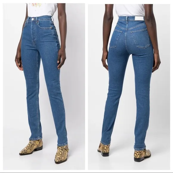 RE/DONE 90s ultra high rise skinny jeans 70s blue