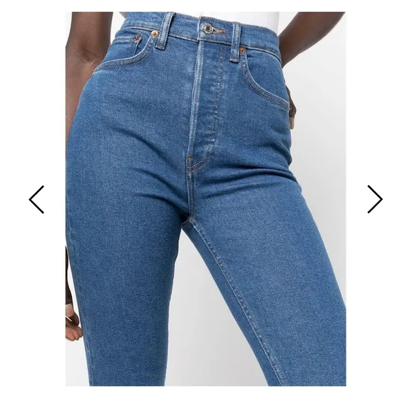 RE/DONE 90s ultra high rise skinny jeans 70s blue