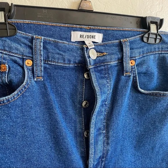 RE/DONE 90s ultra high rise skinny jeans 70s blue