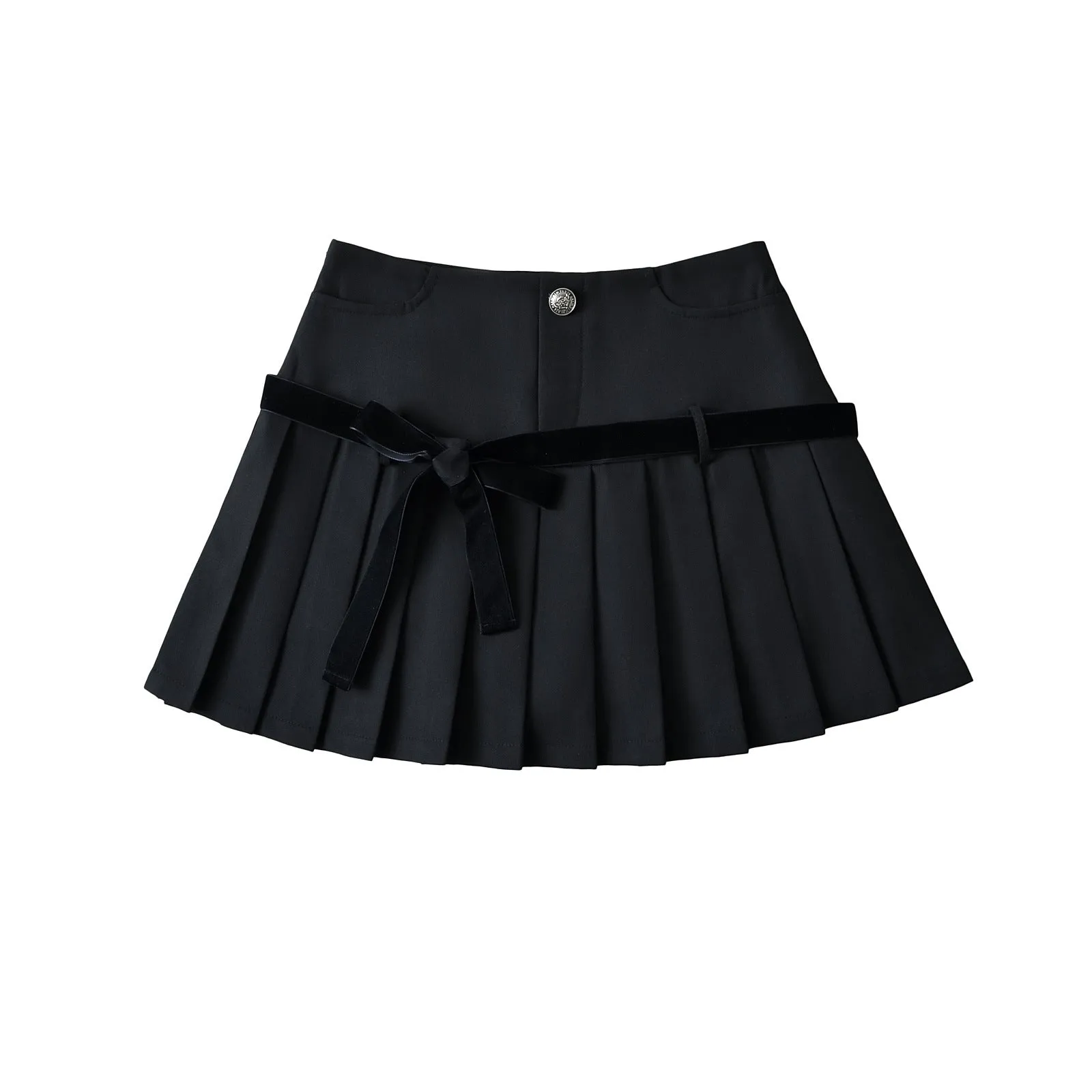 Retro Plaid Bow Lace up Pleated Skirt