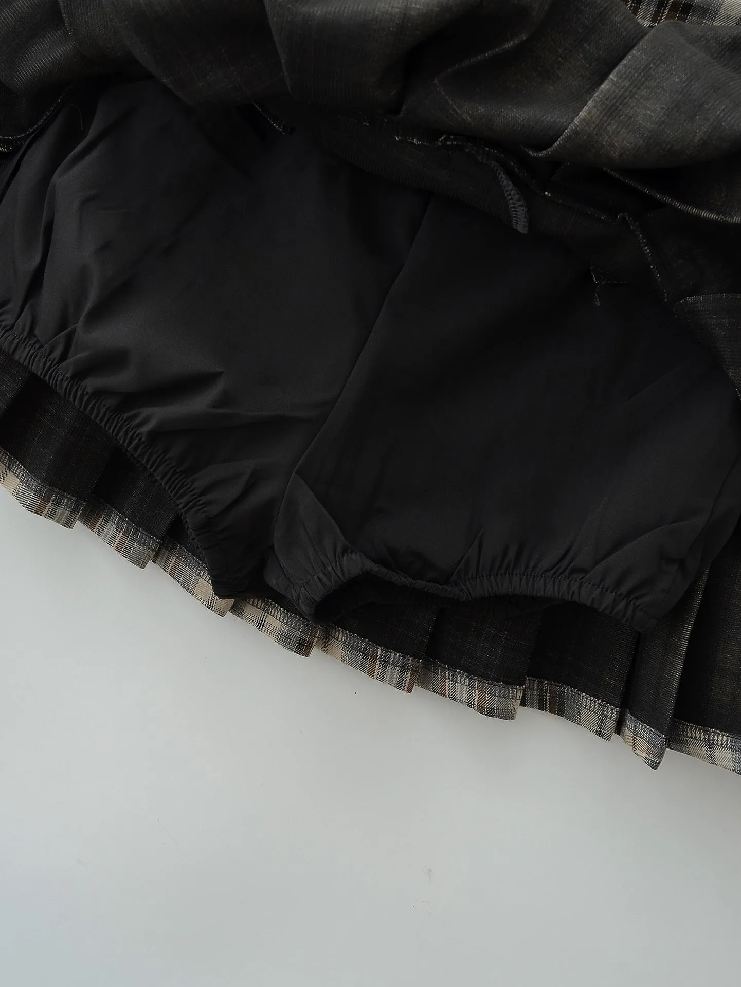 Retro Plaid Bow Lace up Pleated Skirt
