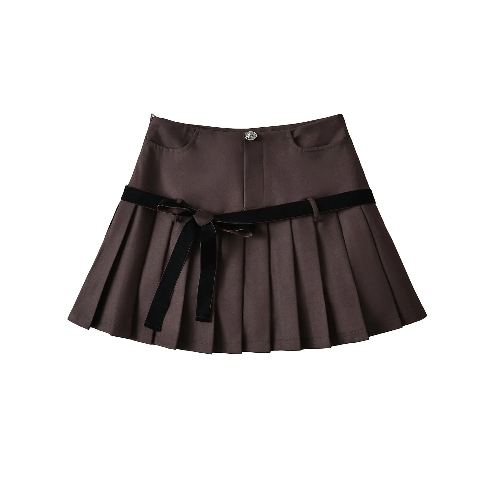 Retro Plaid Bow Lace up Pleated Skirt