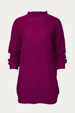 RIBBED-KNIT OVERSIZED TURTLENECK SWEATER