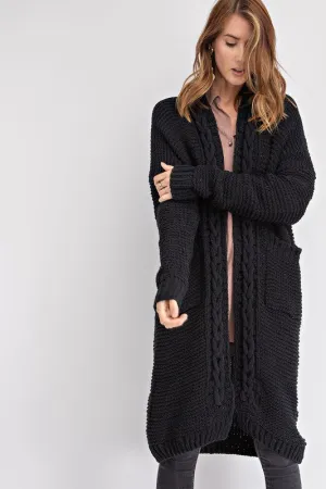ROWAN BRAIDED CARDIGAN BLACK