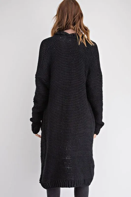 ROWAN BRAIDED CARDIGAN BLACK