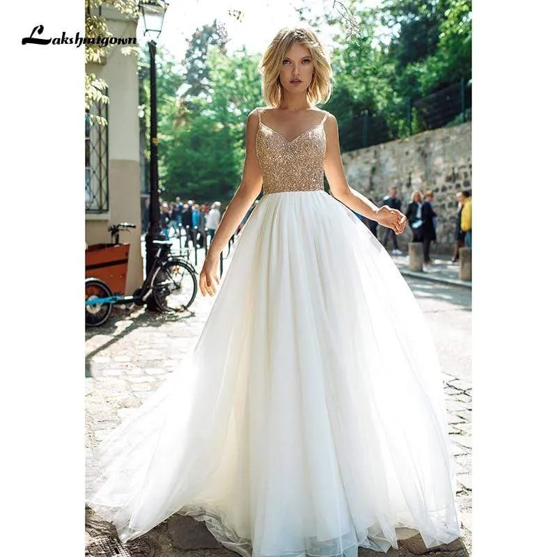 Roycebridal Wedding Dresses Luxury Top Sequins Backless