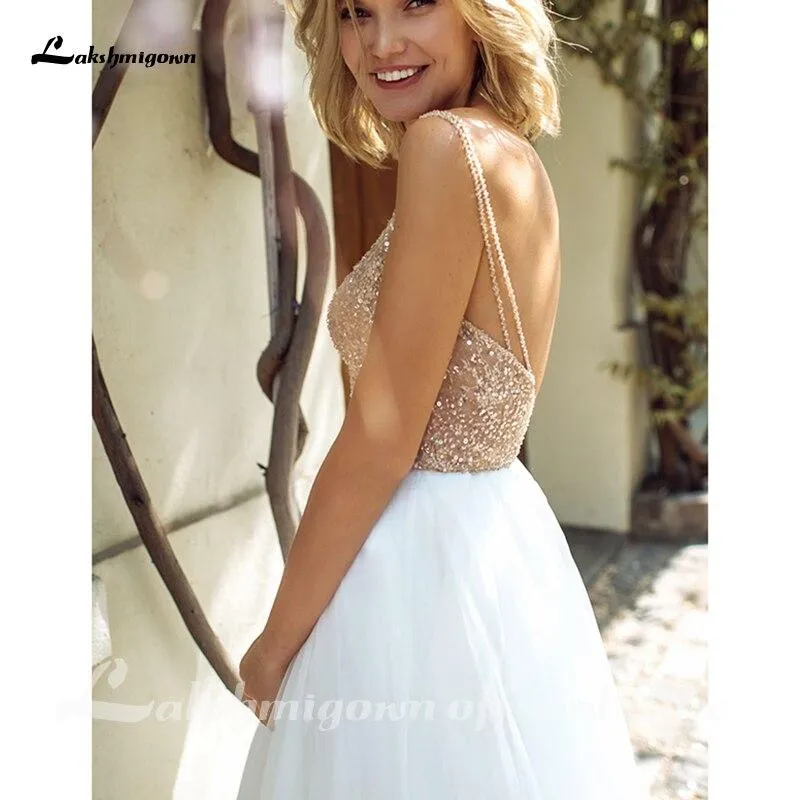 Roycebridal Wedding Dresses Luxury Top Sequins Backless