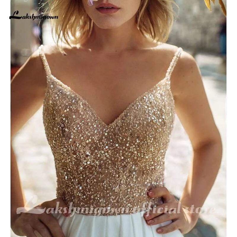 Roycebridal Wedding Dresses Luxury Top Sequins Backless
