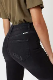 Sage Black Distressed Denim