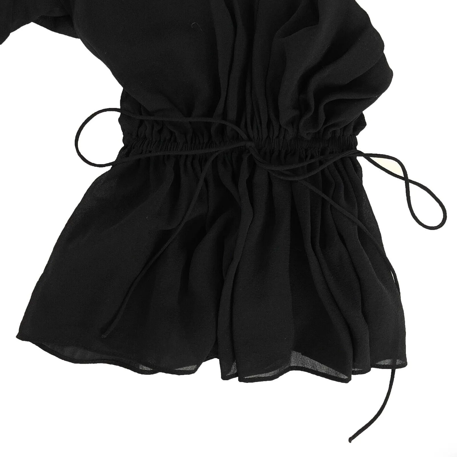 Saint Laurent Excellent Tiered Ruffled Silk Blouse Black - 34 US 4 Top