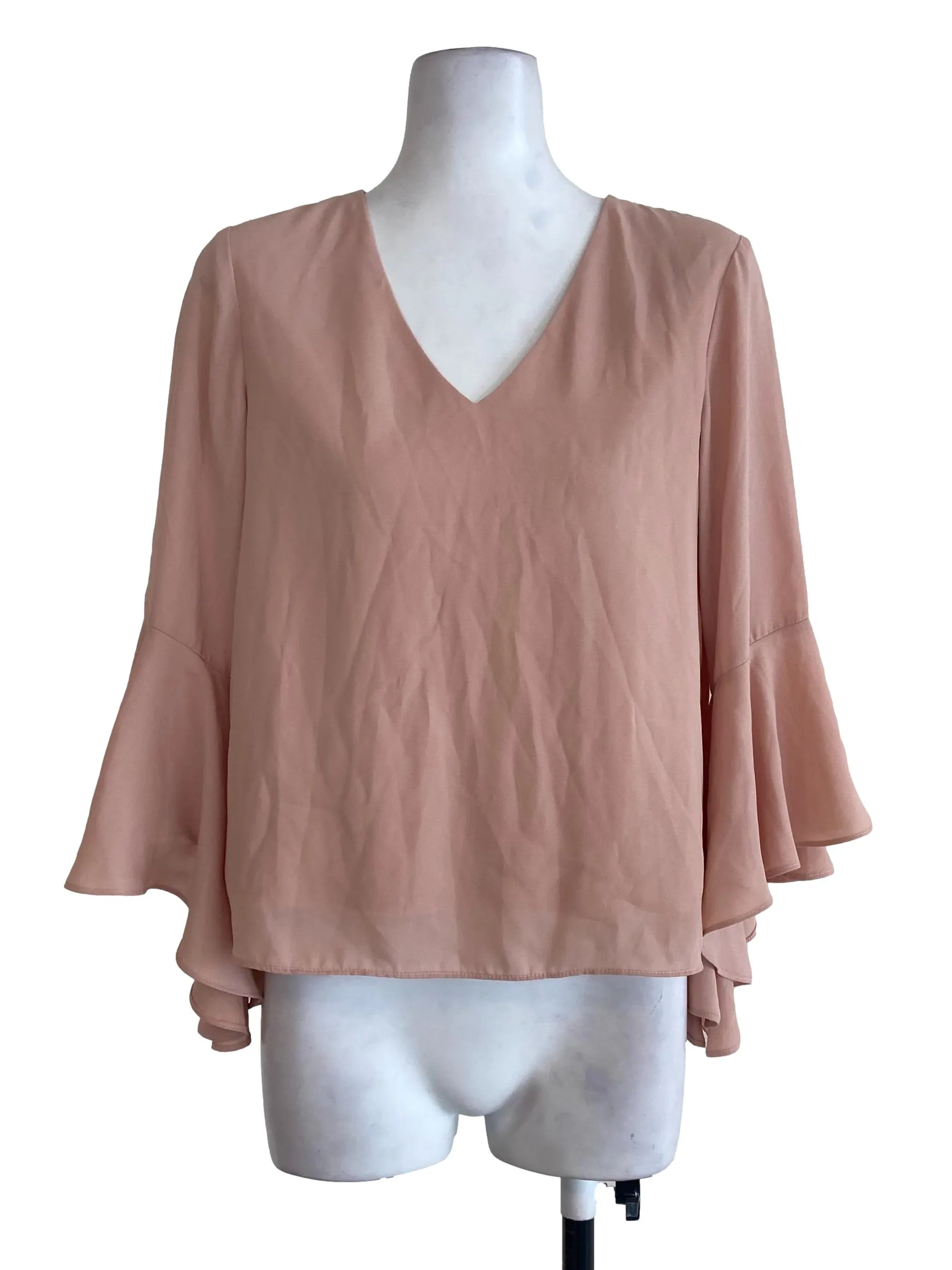 Salmon V Neck Blouse