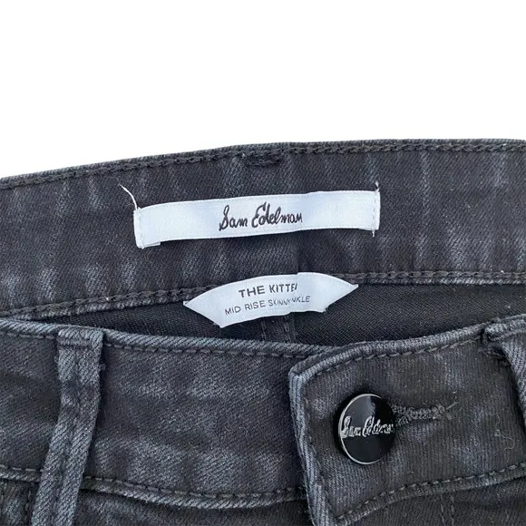 Sam Edelman “The Kitten” Skinny Ankle Mid Rise Black Jeans 28