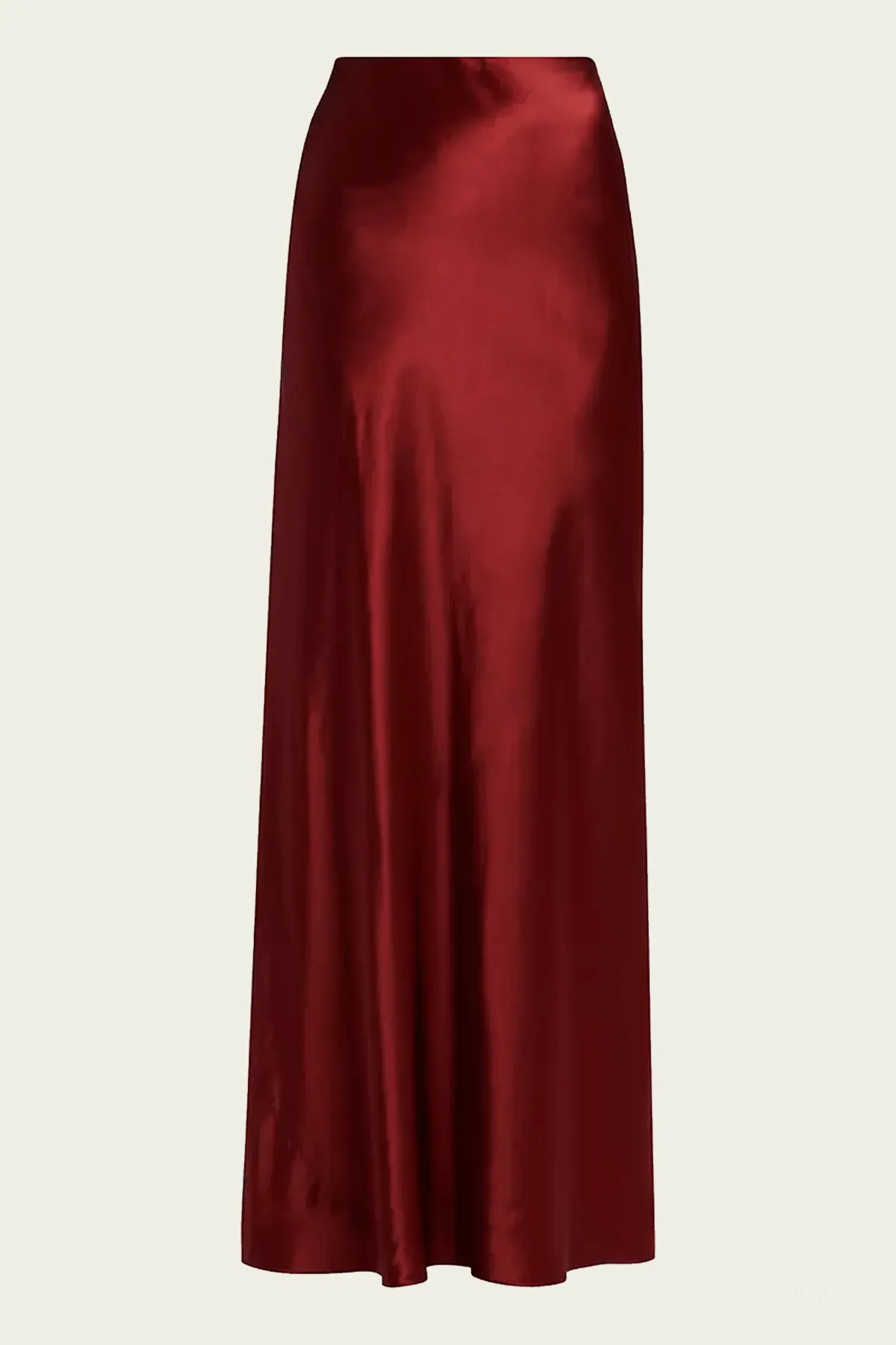 Satin Maxi Skirt in Ruby Ink