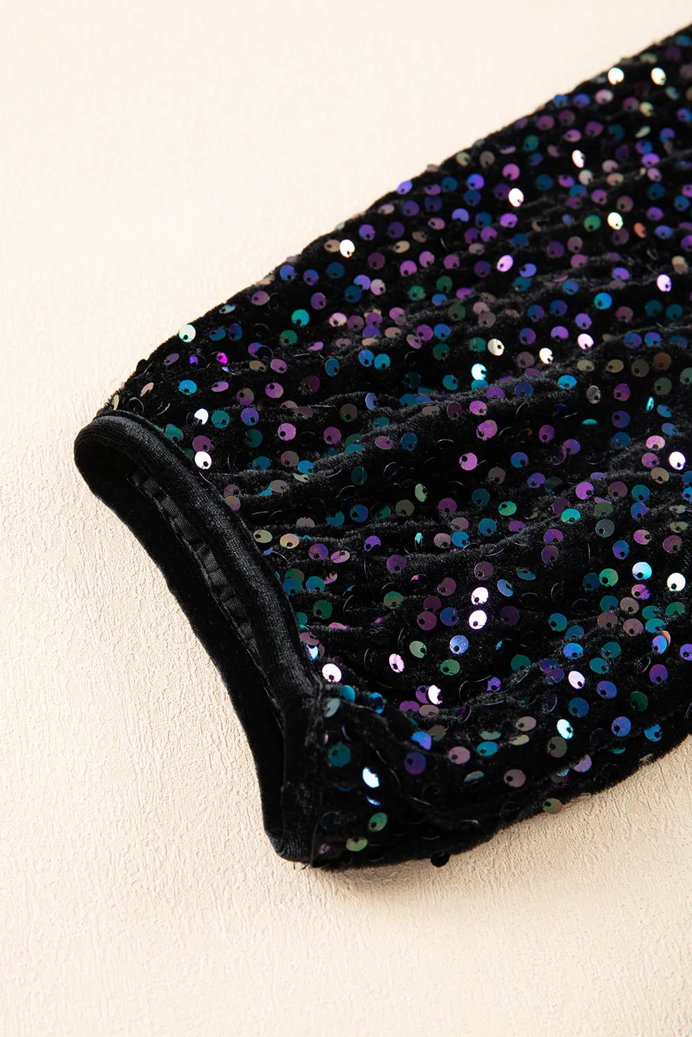 Sequin Buttoned Velvet Peplum Shirt