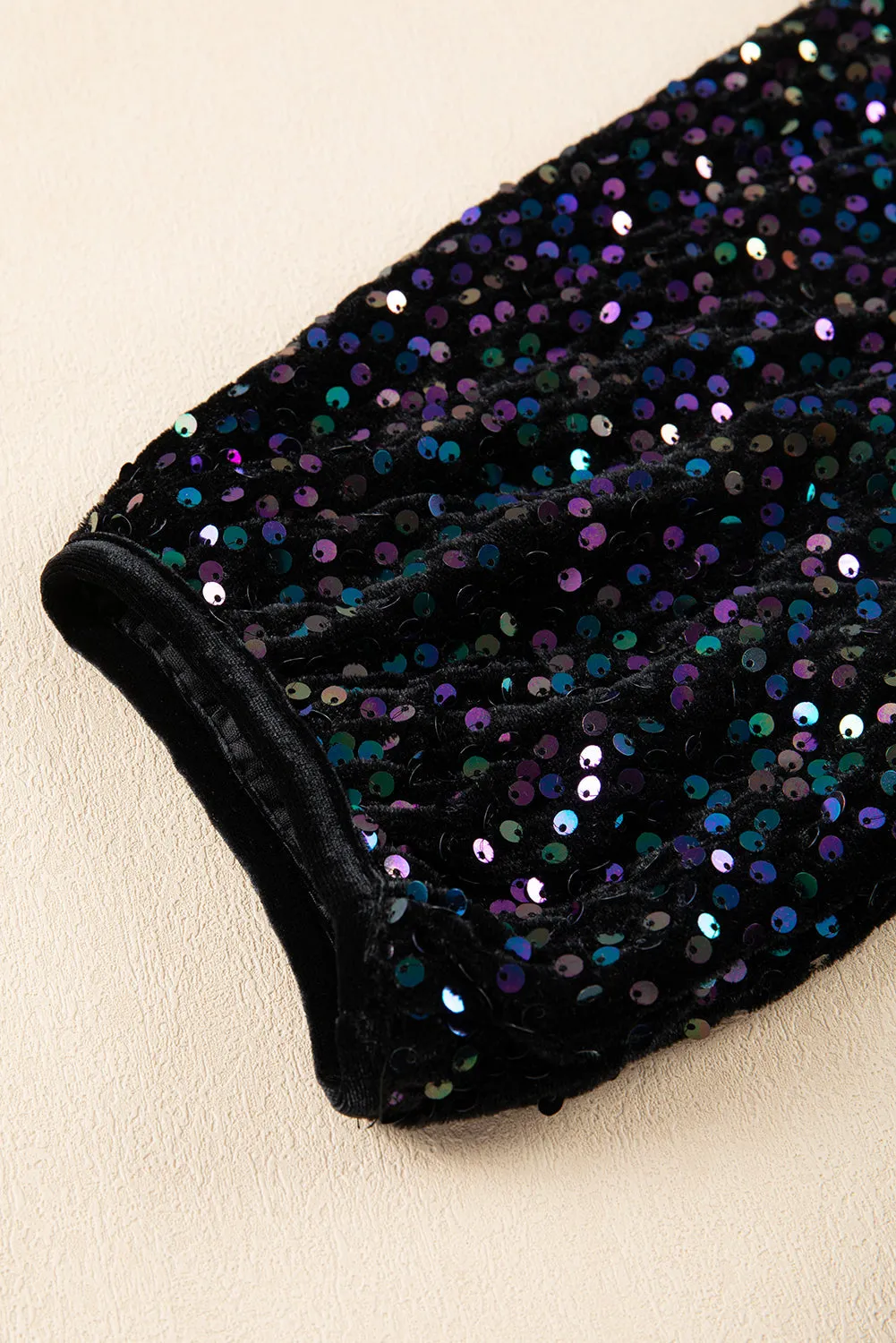 Sequin Buttoned Velvet Peplum Shirt