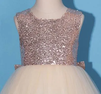 Shinny Gold Sequin Flower Girl Dresses With Bowknot ,Cheap Toddler Flower Girl Dresses,FGY0200