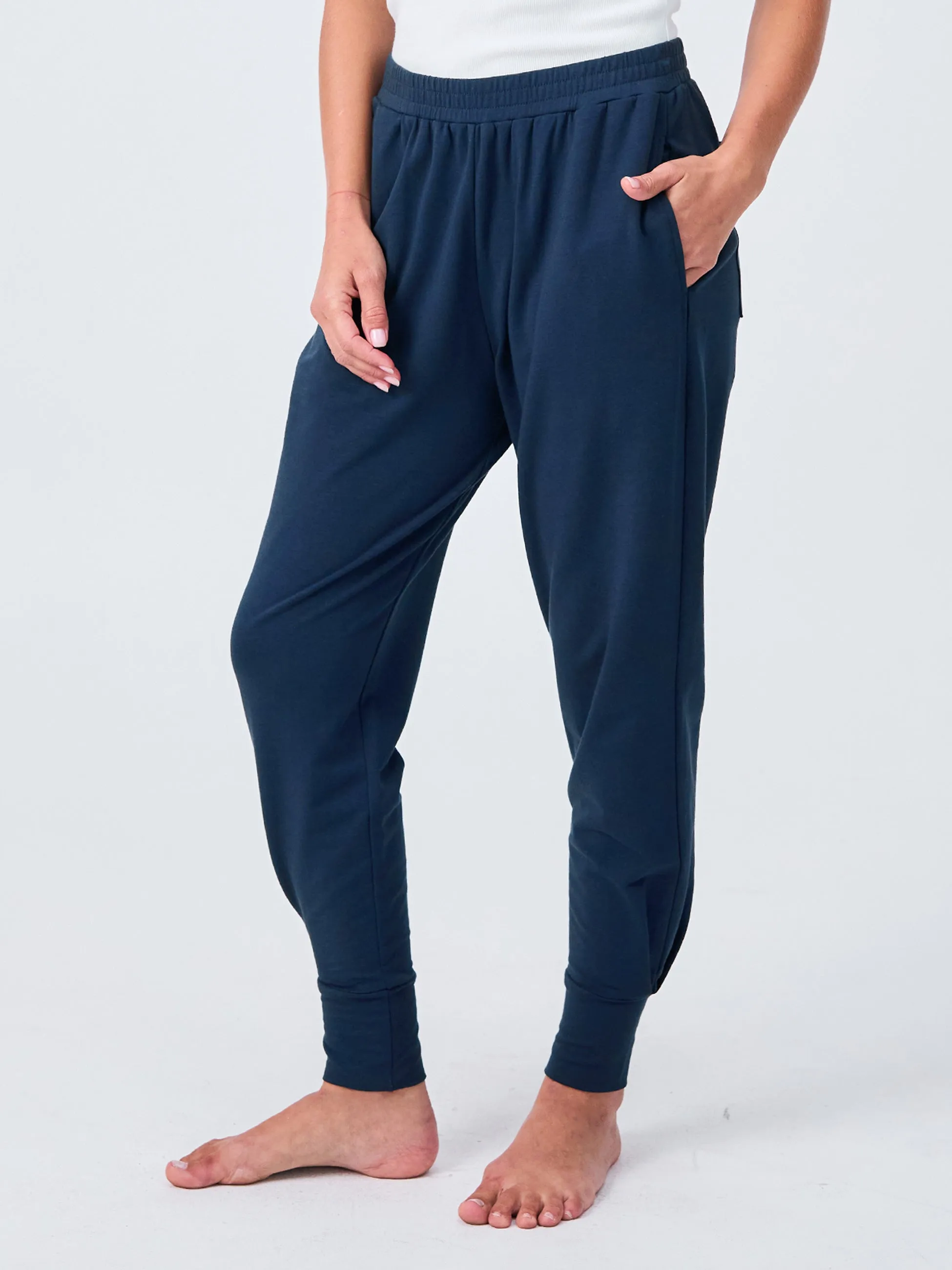 Side Pleat Jogger Jogger - Navy