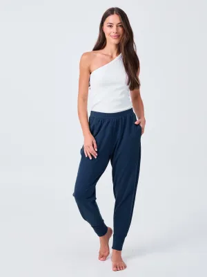 Side Pleat Jogger Jogger - Navy