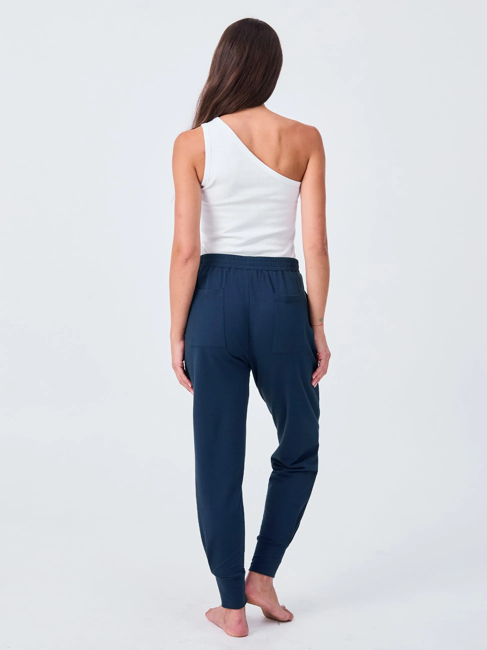 Side Pleat Jogger Jogger - Navy