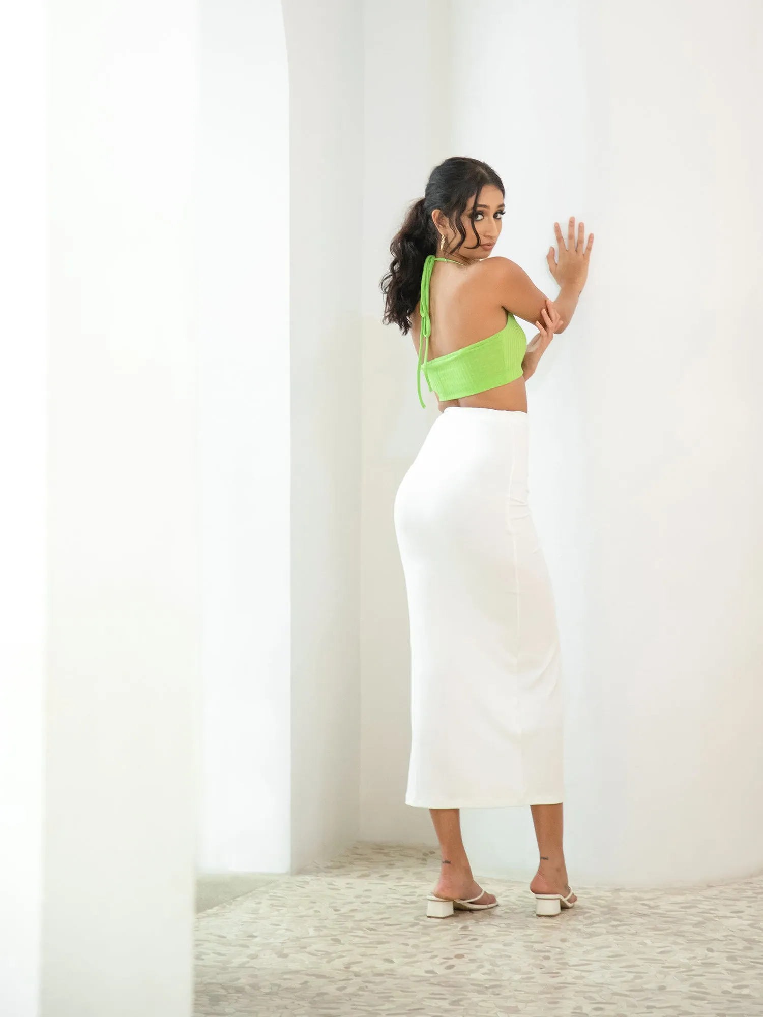 Side Ruched Maxi Skirt