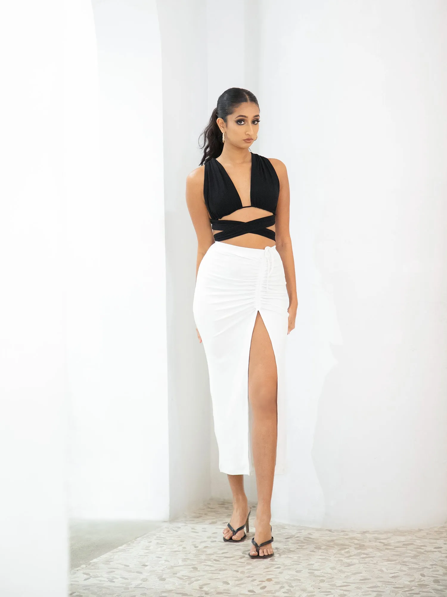 Side Ruched Maxi Skirt
