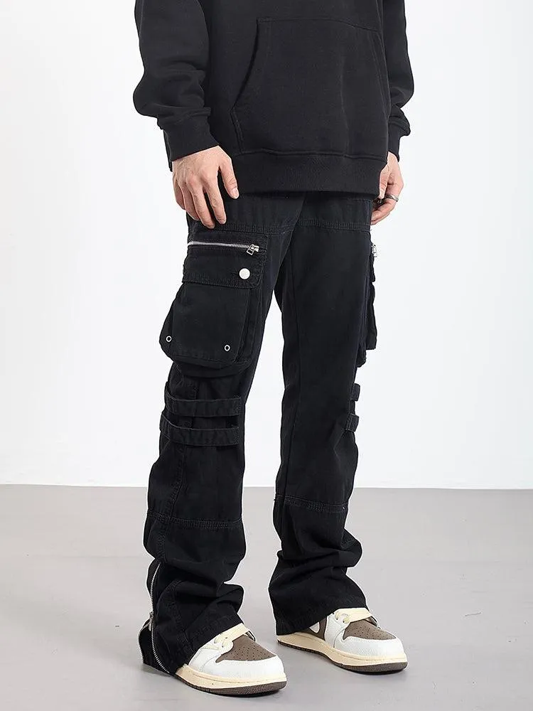 Side Zipper Pocket Slim-fit Cargo Pants