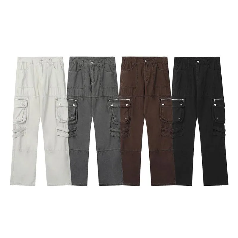 Side Zipper Pocket Slim-fit Cargo Pants