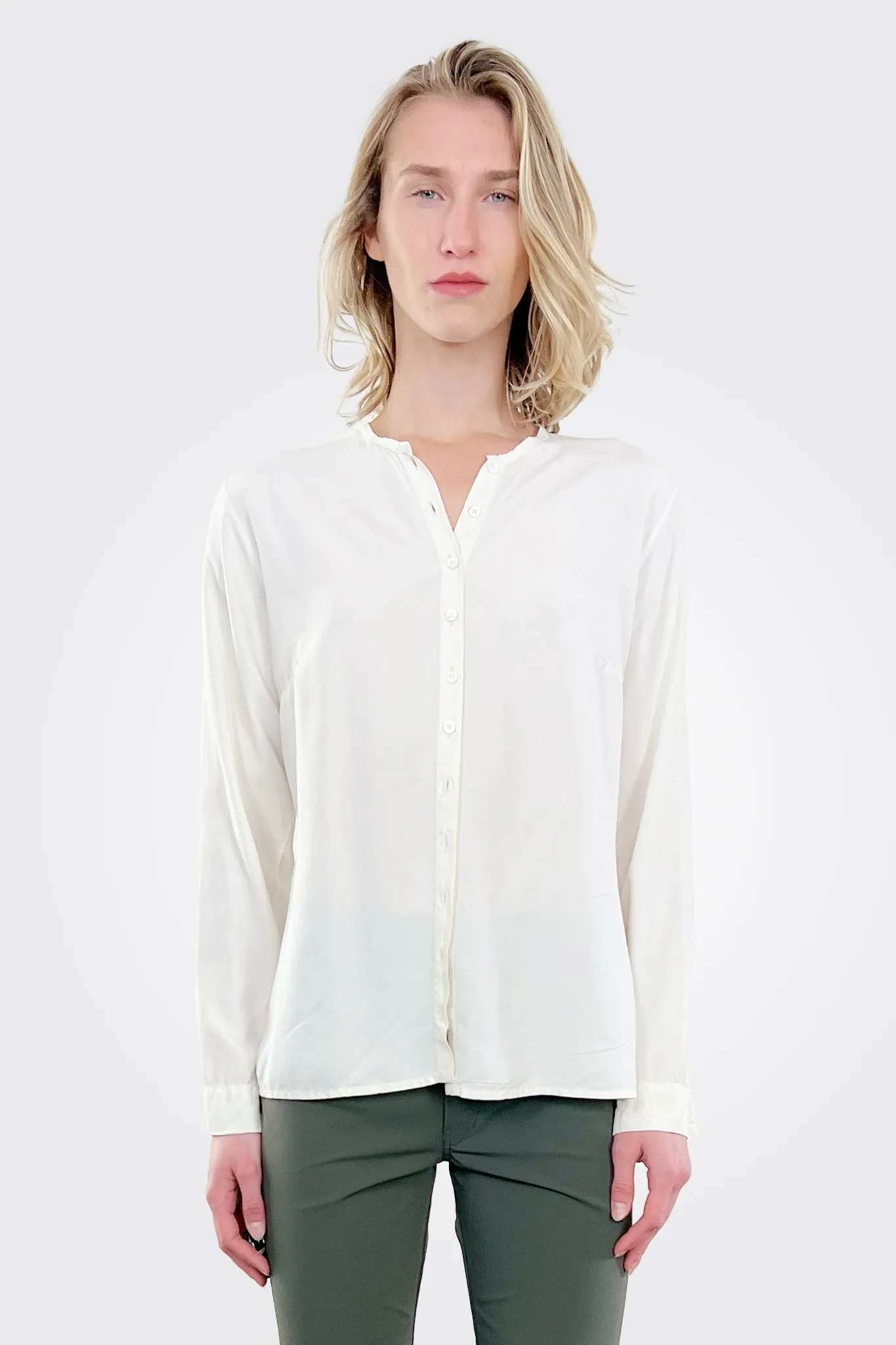 Silk Button Down Blouse - White
