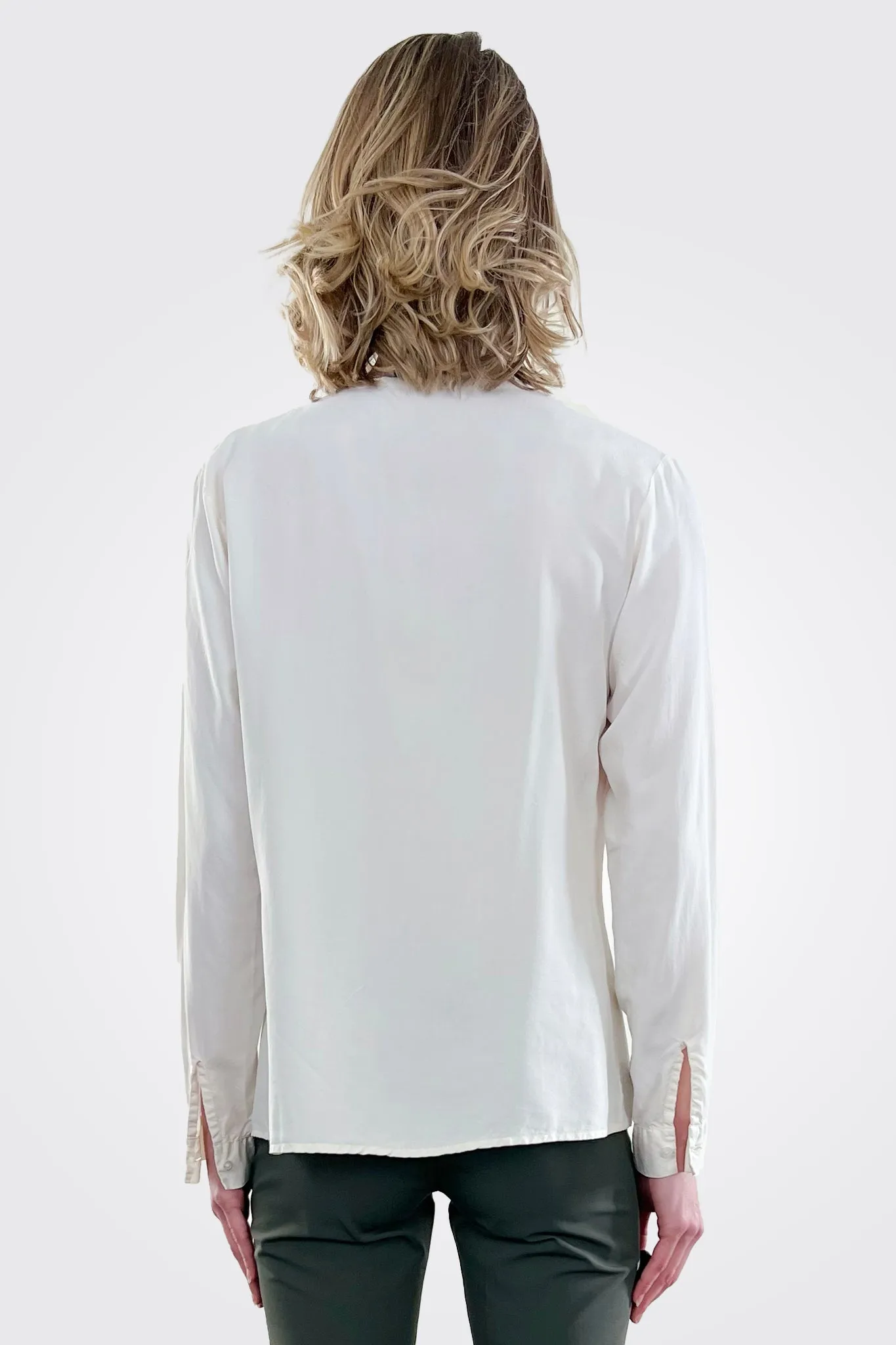 Silk Button Down Blouse - White