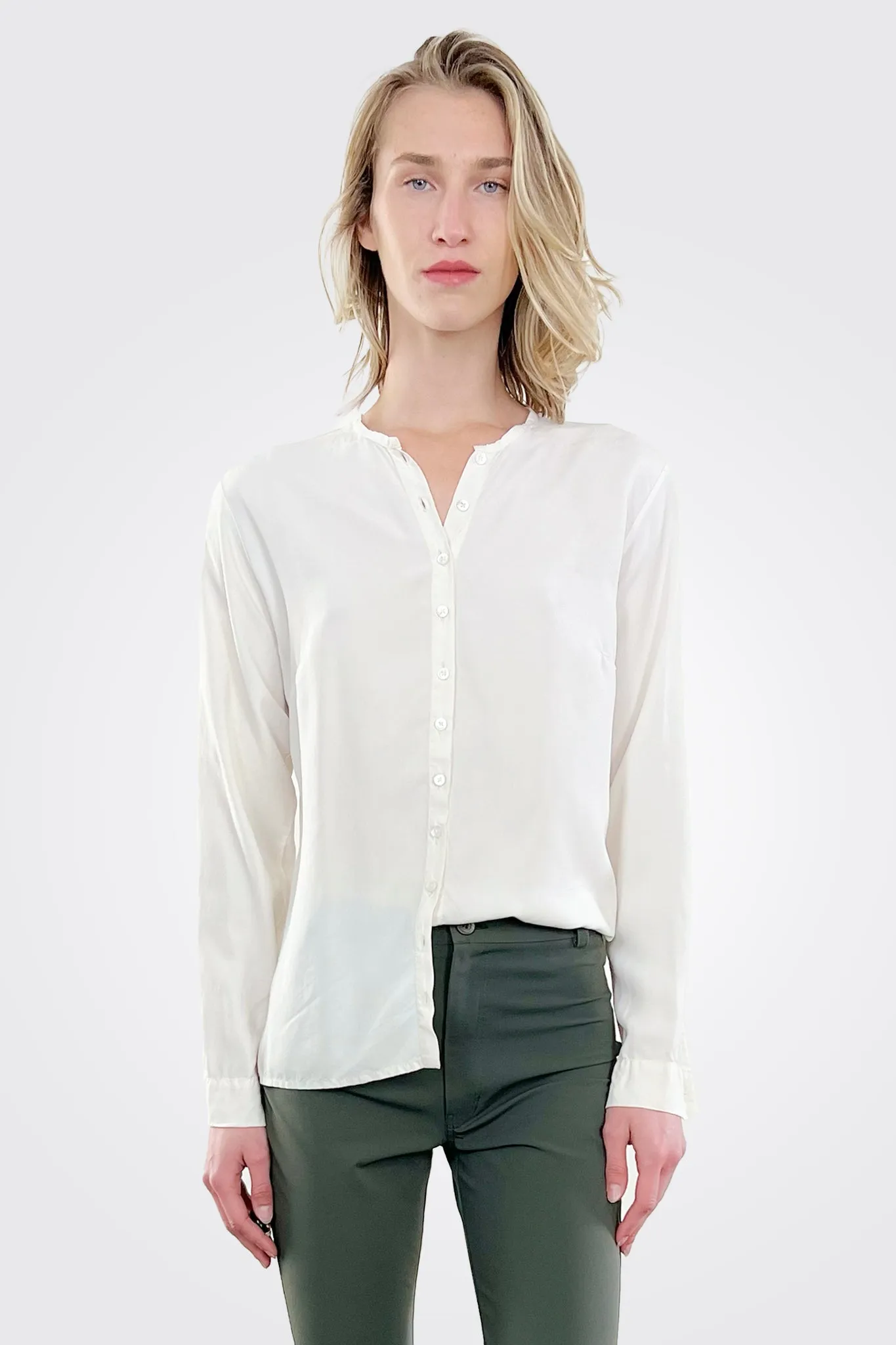 Silk Button Down Blouse - White