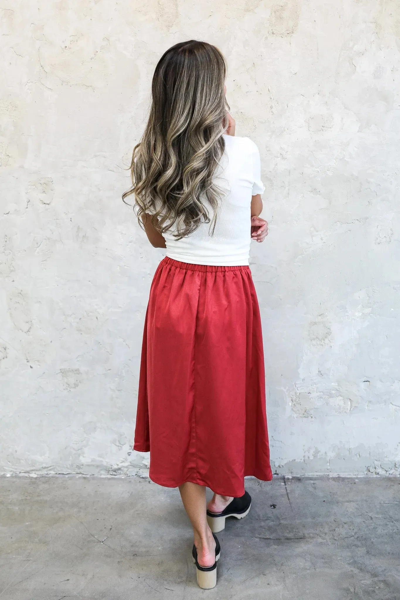 Silk Midi Skirt