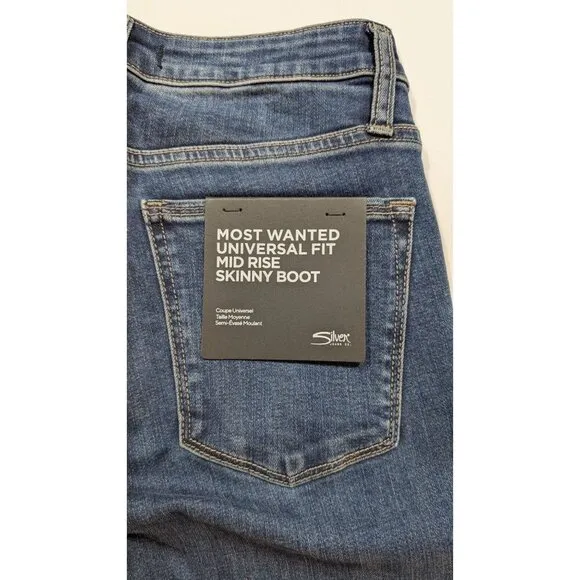 Silver Jeans Co. Most Wanted Universal Fit Mid Rise Skinny Boot Jeans W27L31 NWT