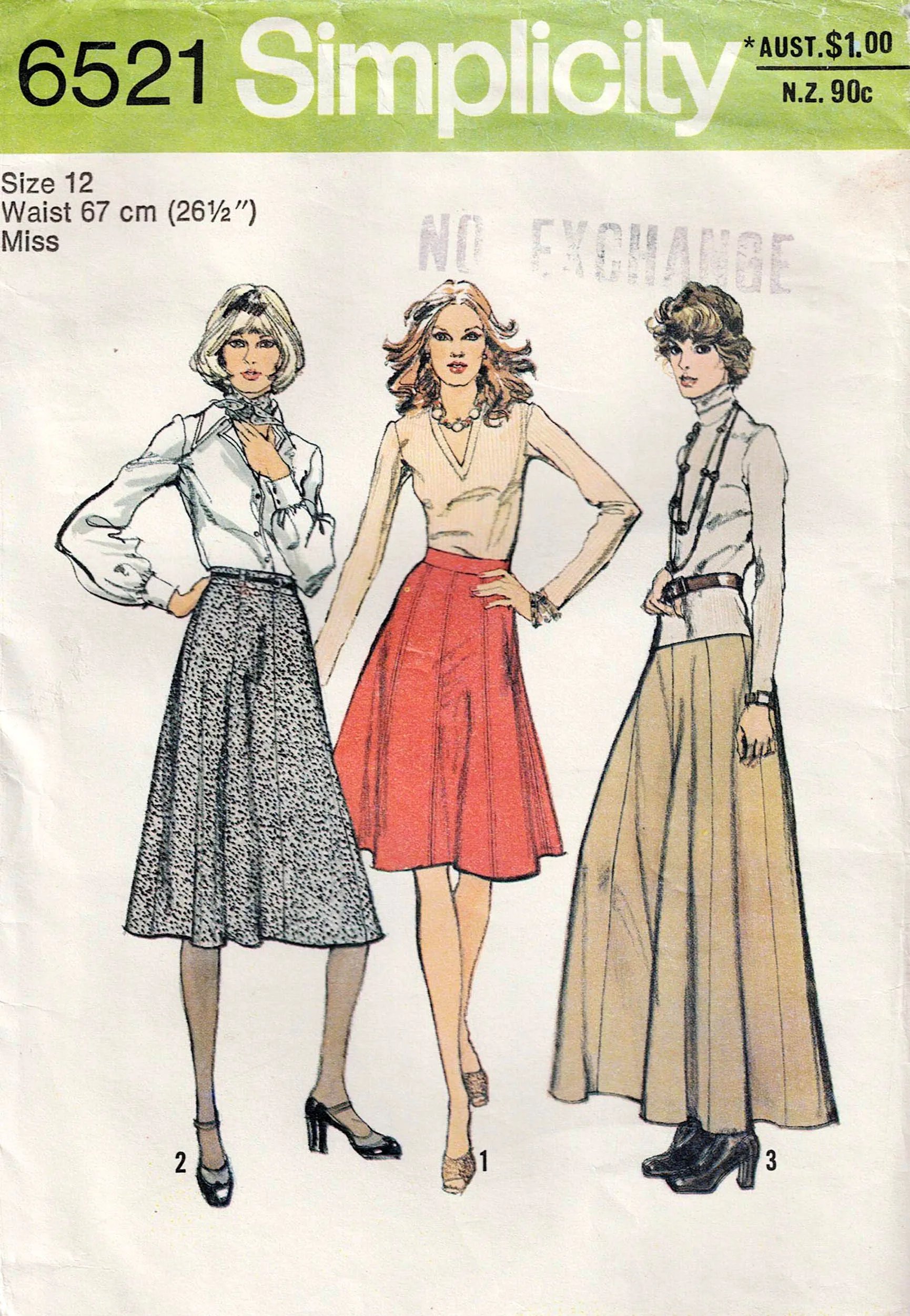 Simplicity 6521 Womens Panelled Skirt or Maxi 1970s Vintage Sewing Pattern Size 8 10 or 12