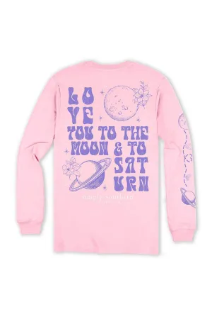 Simply Southern Plus Size Long Sleeve Saturn T-Shirt for Women in Candy Pink | EXT-LS-SATURN-CANDY