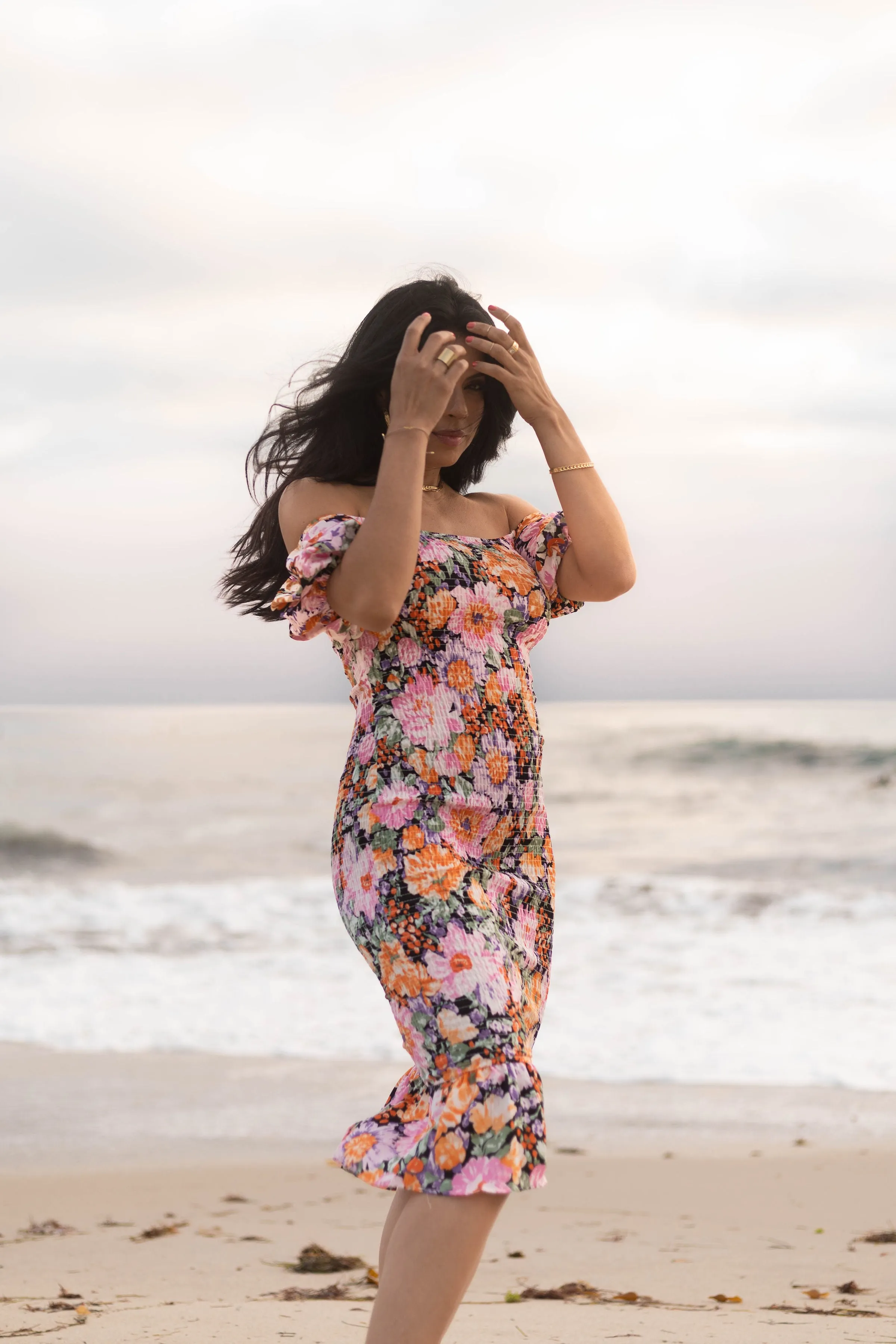 Sit Next To Me Bodycon Floral Midi Dress