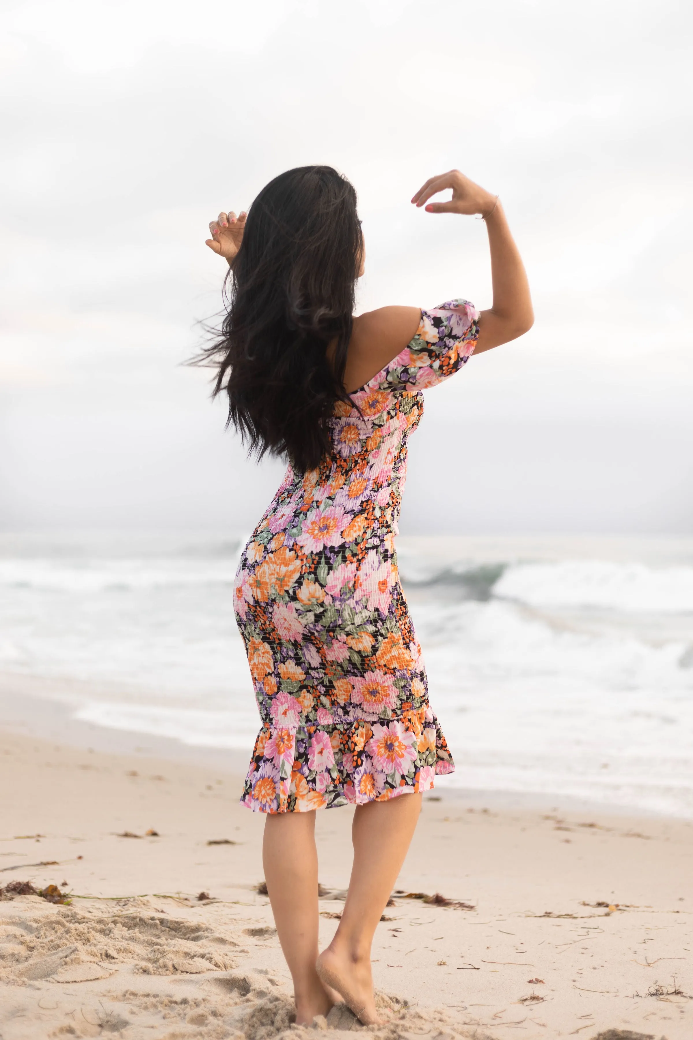 Sit Next To Me Bodycon Floral Midi Dress