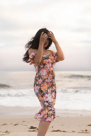 Sit Next To Me Bodycon Floral Midi Dress