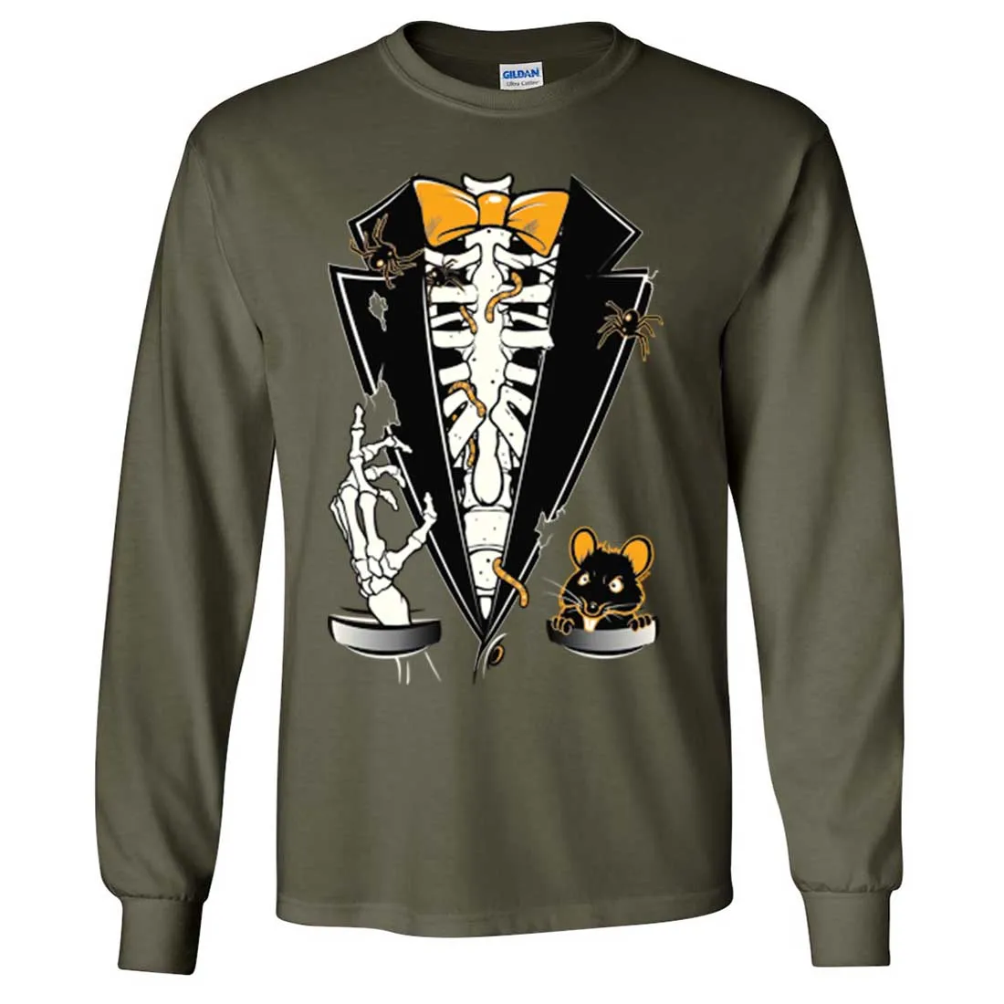 Skeleton Ribcage Tuxedo Long Sleeve Shirt