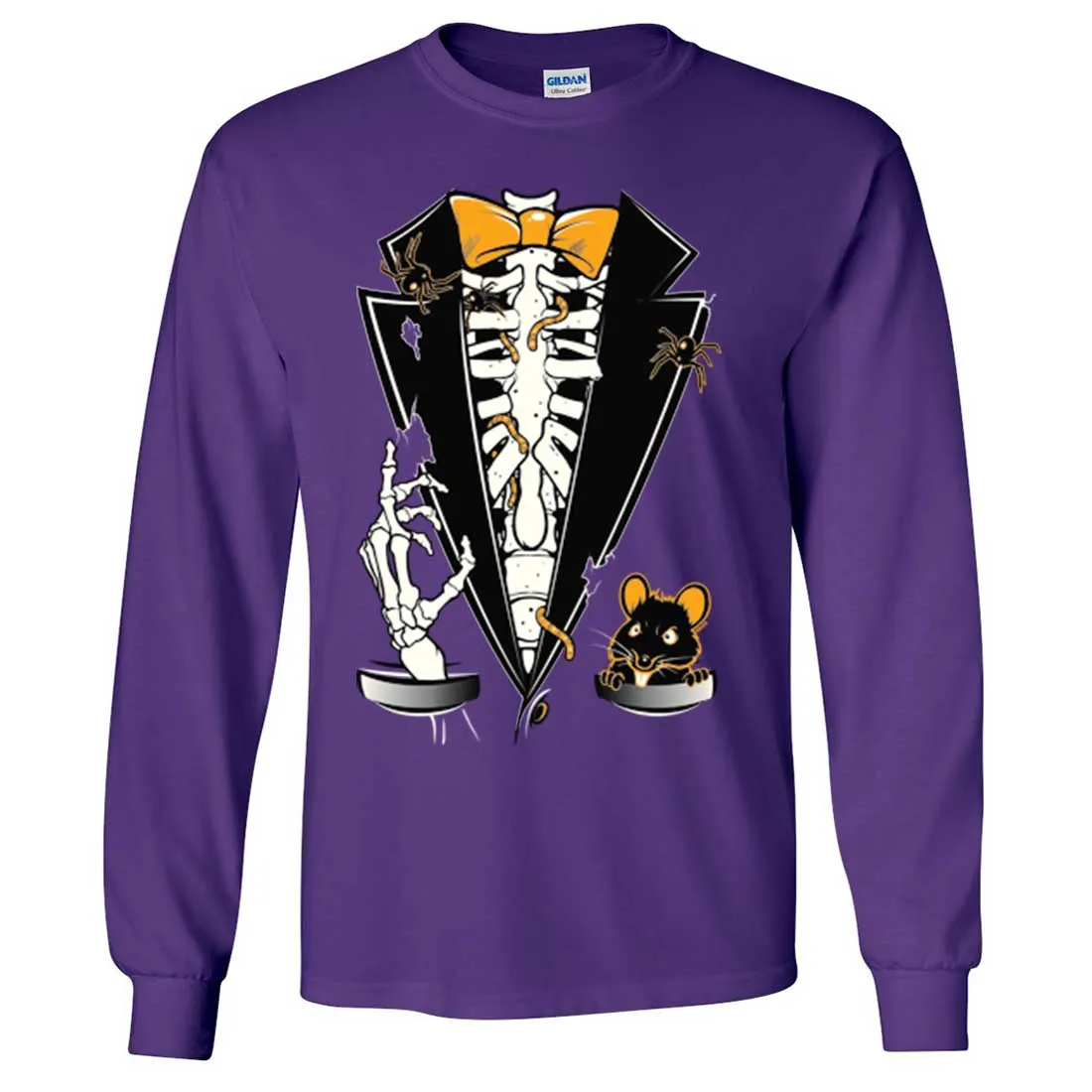 Skeleton Ribcage Tuxedo Long Sleeve Shirt