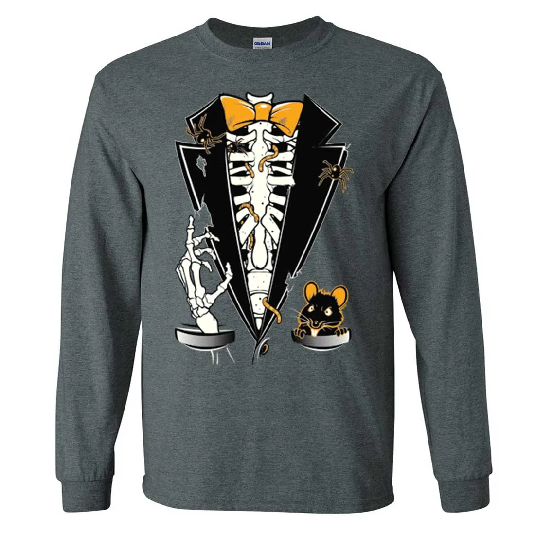 Skeleton Ribcage Tuxedo Long Sleeve Shirt