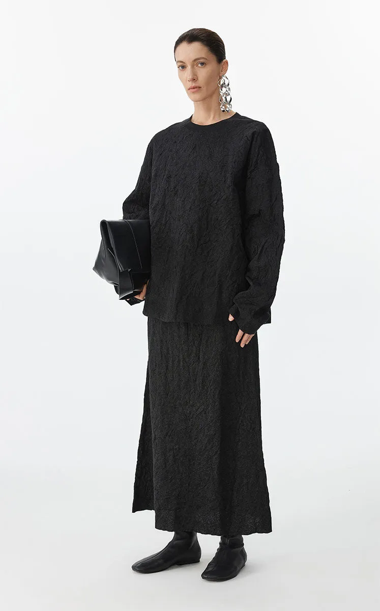 Skirt / JNBY Textured Long Pleated Hybrid Skirt