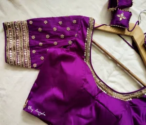 Sleeve Buta Blouse - Purple